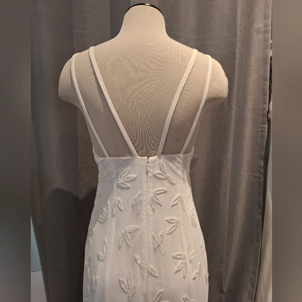 K Lily Ivory White Beaded Maxi Evening Dress Size 8 - Picture 7 of 12